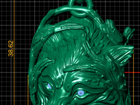 Gold wolf pendant 3D Print Model