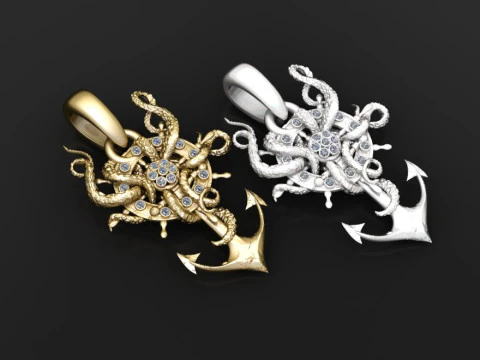 Gold nautical pendant 3D Print Model