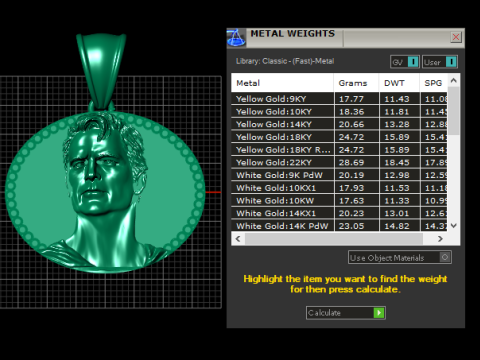 Gold portrait pendant Model do druku 3D