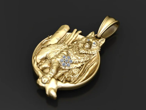 Wolf Pendant 3D Print Model