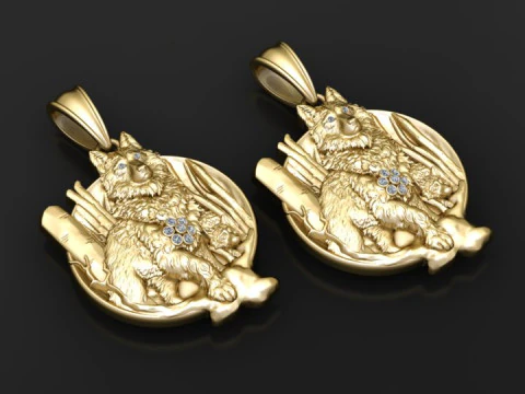 Wolf Pendant 3D Print Model