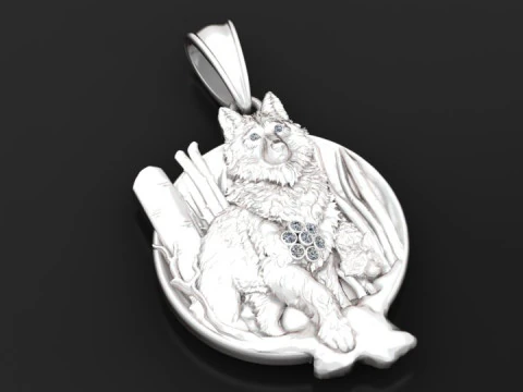 Wolf Pendant 3D Print Model