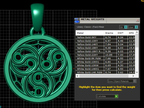 Gold swirl pendant 3D 打印模型