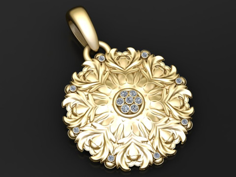 Gold floral pendant Modelo de impresión 3D
