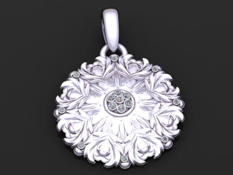 Gold floral pendant 3D Print Model