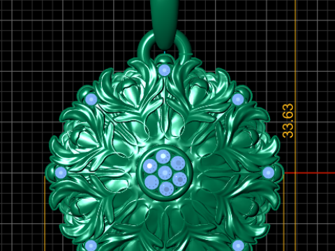 Gold floral pendant Modèles 3D en vedette