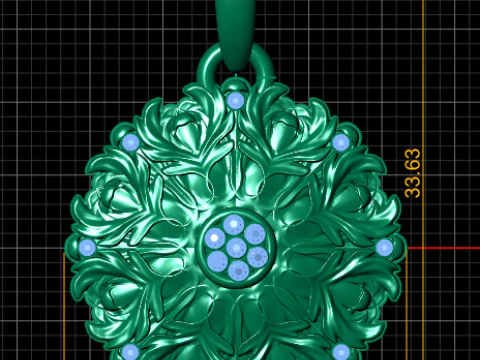 Gold floral pendant 3D Print Model