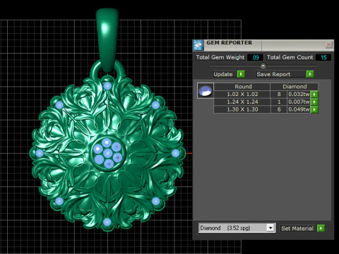 Gold floral pendant 3D Print Model