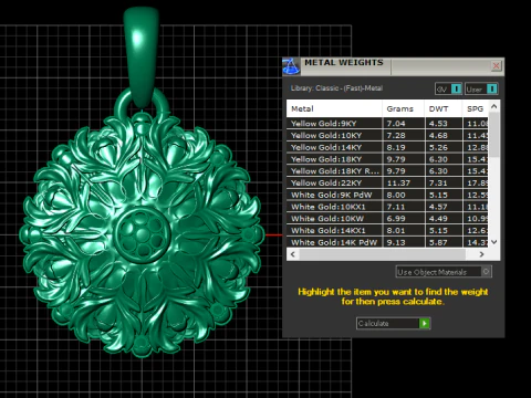 Gold floral pendant 3D Print Model