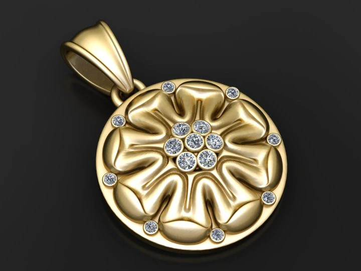 Gold floral pendant 3D Print Model .c4d .max .obj .3ds .fbx .stl .blend