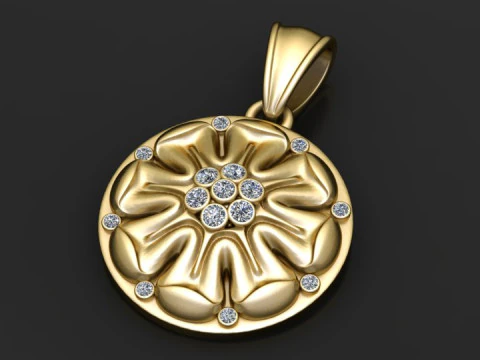 Gold floral pendant 3D Print Model