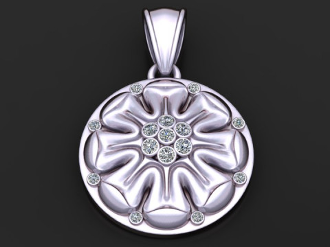 Gold floral pendant 3D Print Model