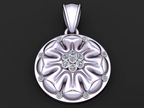 Gold floral pendant 3D Print Model