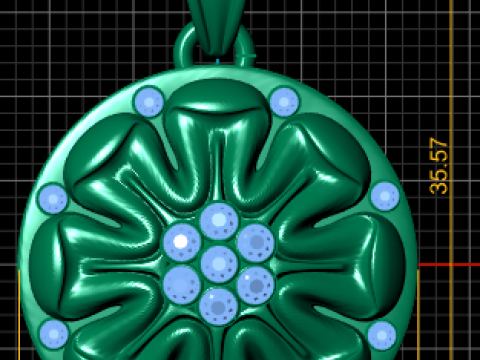 Gold floral pendant 3D Print Model