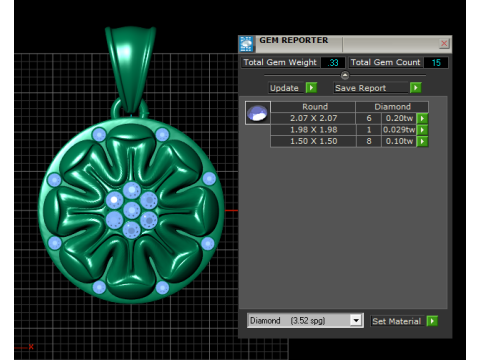 Gold floral pendant 3D Print Model