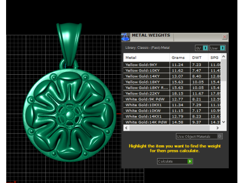Gold floral pendant 3D Print Model
