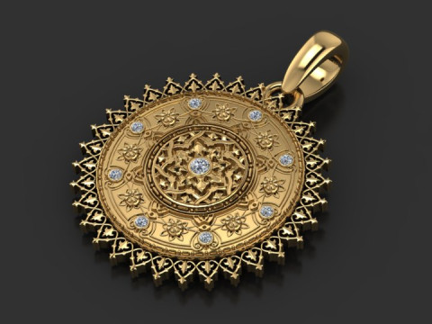 Mandala gold pendant 3D Print Model