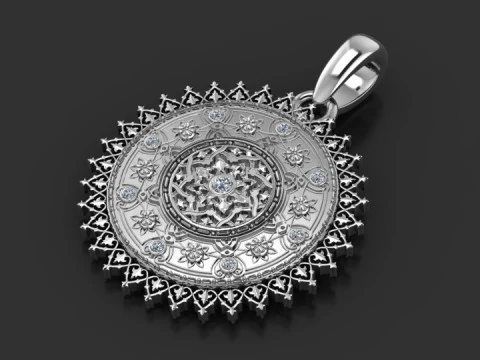 Mandala gold pendant 3D Print Model