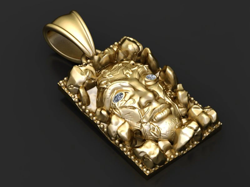 Sculpted gold pendant 3D Print Model .c4d .max .obj .3ds .fbx .stl .blend 