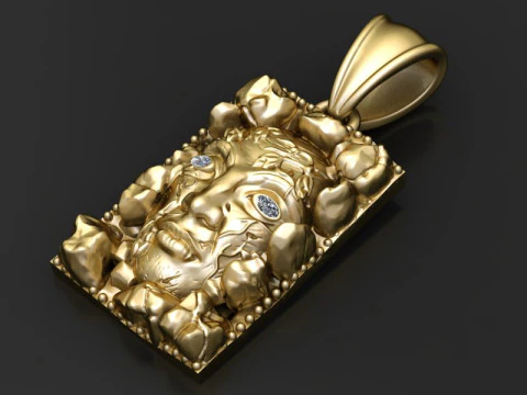 Sculpted gold pendant 3D Print Model