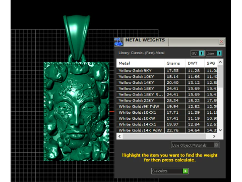 Sculpted gold pendant 3D Print Model