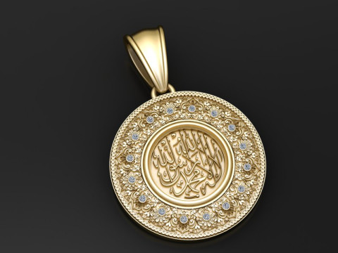 Round gold pendant 3D Print Model