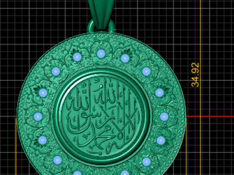 Round gold pendant 3D Print Model