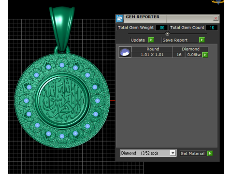 Round gold pendant 3D Print Model