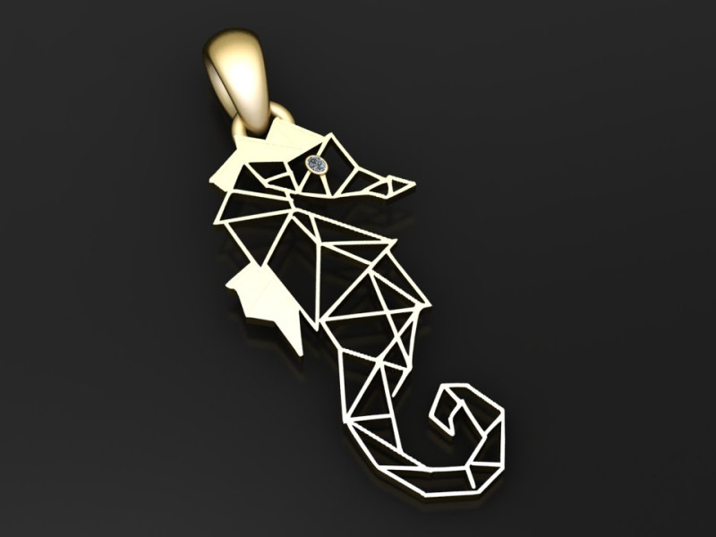 Geometric seahorse pendant 3D Print Model .c4d .max .obj .3ds .fbx .stl .blend 