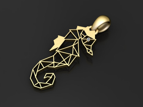 Geometric seahorse pendant 3D Print Model