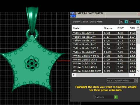 Gold star pendant 3D Print Model