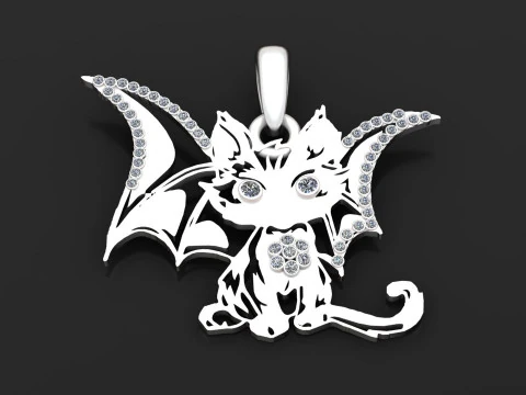 Bat cat pendant 3D Print Model