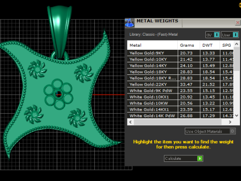 Liontin bintang emas Model Cetak 3D