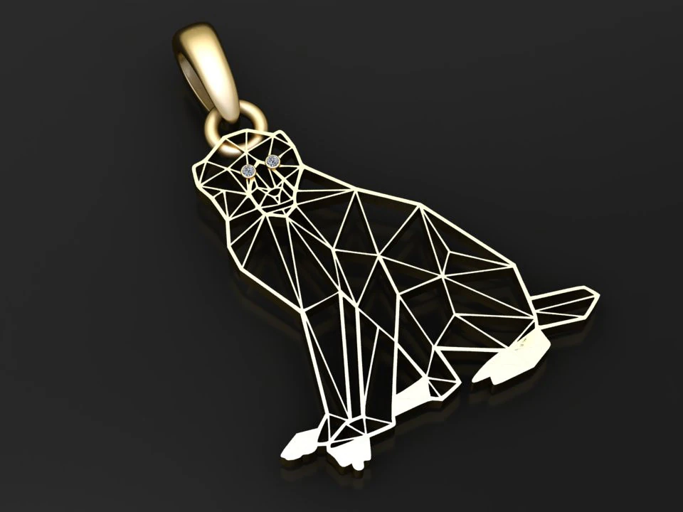Geometric cat pendant 3D Print Model .c4d .max .obj .3ds .fbx .stl .blend 