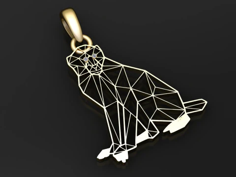 Геометрический кулон в виде кошки 3D Принт Модель