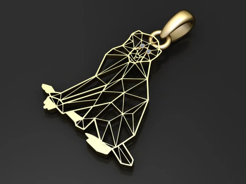 Geometric cat pendant 3D Print Model