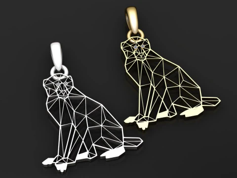 Geometric cat pendant 3D Print Model