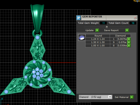 Gold floral pendant 3D Print Model
