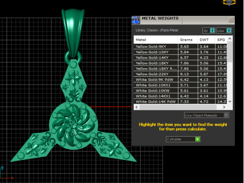 Gold floral pendant 3D Print Model