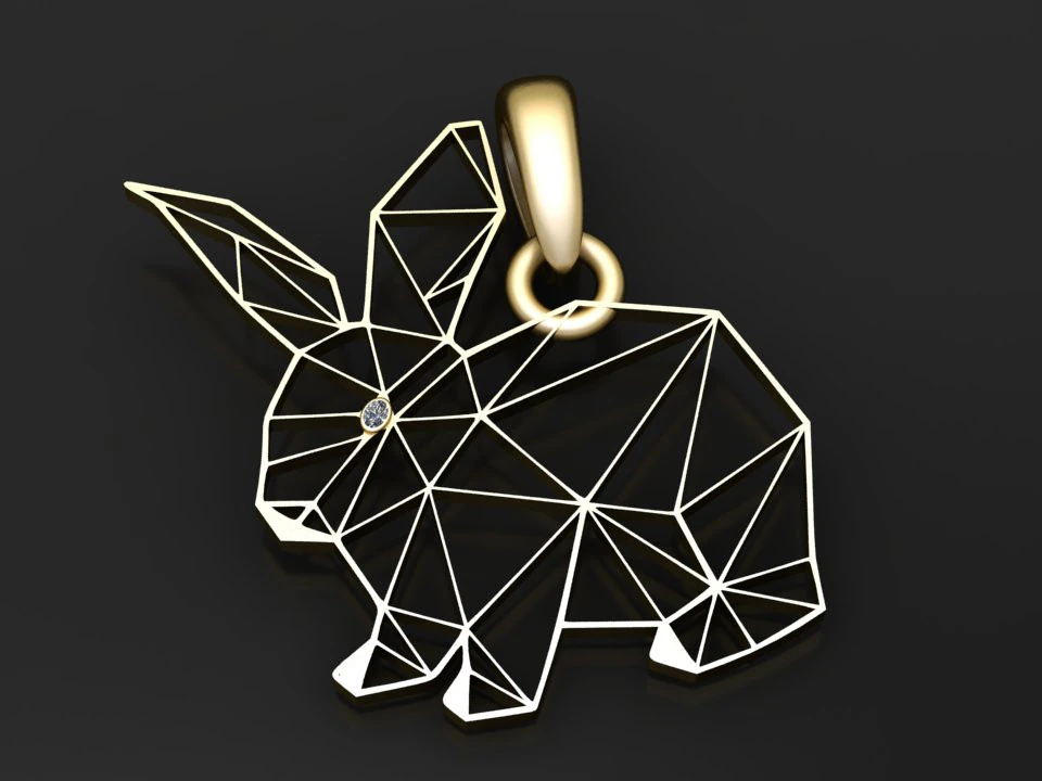 Geometric rabbit pendant 3D Print Model .c4d .max .obj .3ds .fbx .stl .blend 