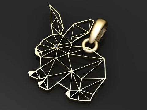Geometric rabbit pendant 3D Print Model