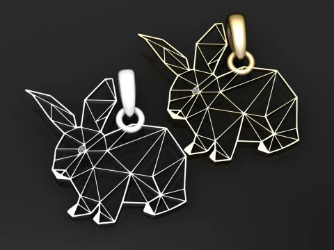 Geometric rabbit pendant 3D Print Model