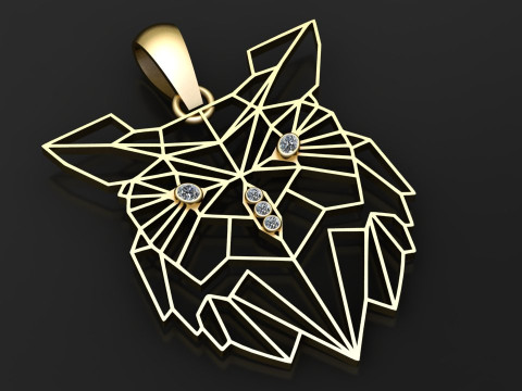 Geometric wolf pendant Modello di stampa 3D