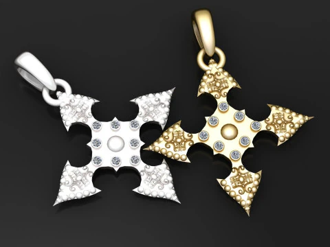 Ornate cross pendant 3D Print Model