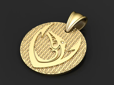 Gold medallion pendant 3D Print Model
