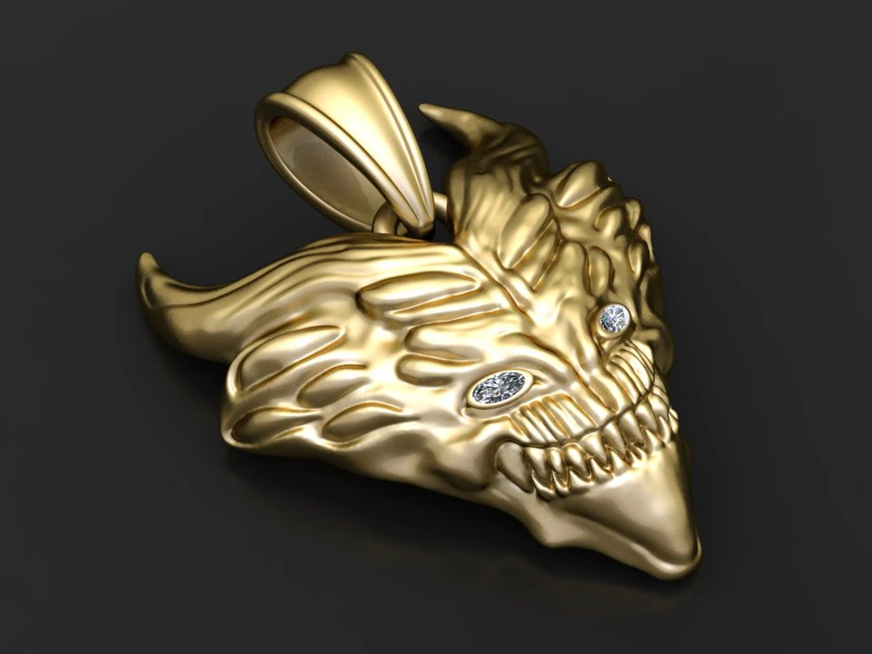 Demon head pendant 3D Print Model .c4d .max .obj .3ds .fbx .stl .blend 