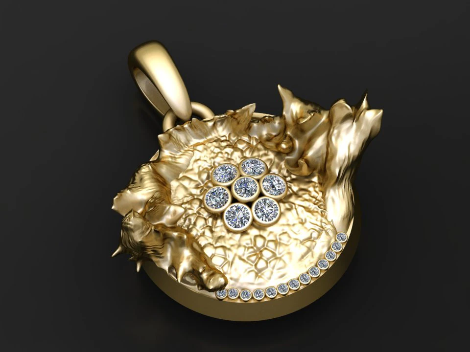 Molten gold pendant 3D Print Model .c4d .max .obj .3ds .fbx .stl .blend 
