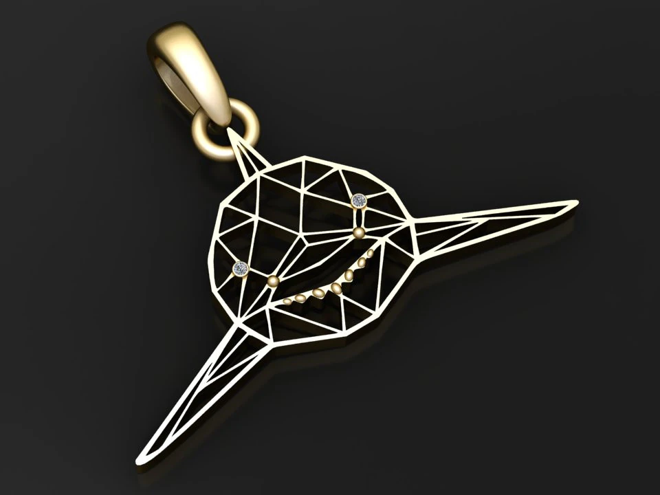 Geometric gold pendant 3D Print Model .c4d .max .obj .3ds .fbx .stl .blend 