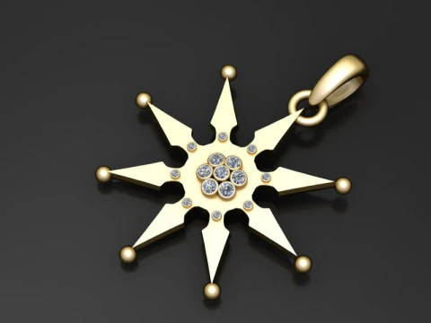Gold starburst pendant 3D Print Model
