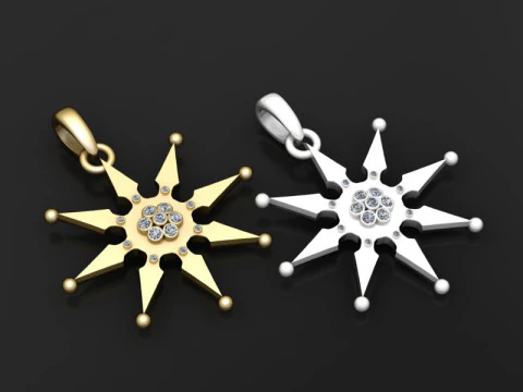 Gold starburst pendant 3D Print Model